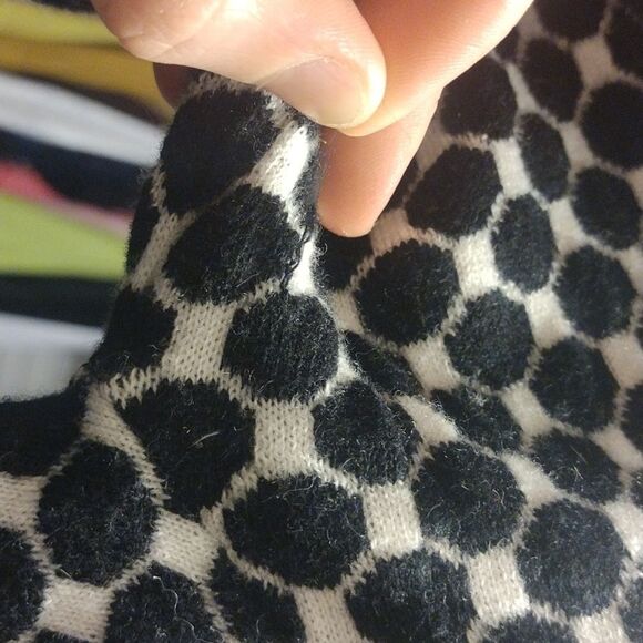 Chico's Women's Size 2 Polka Dot Button up Cardigan Top Black and White Coverup - Picture 12 of 16